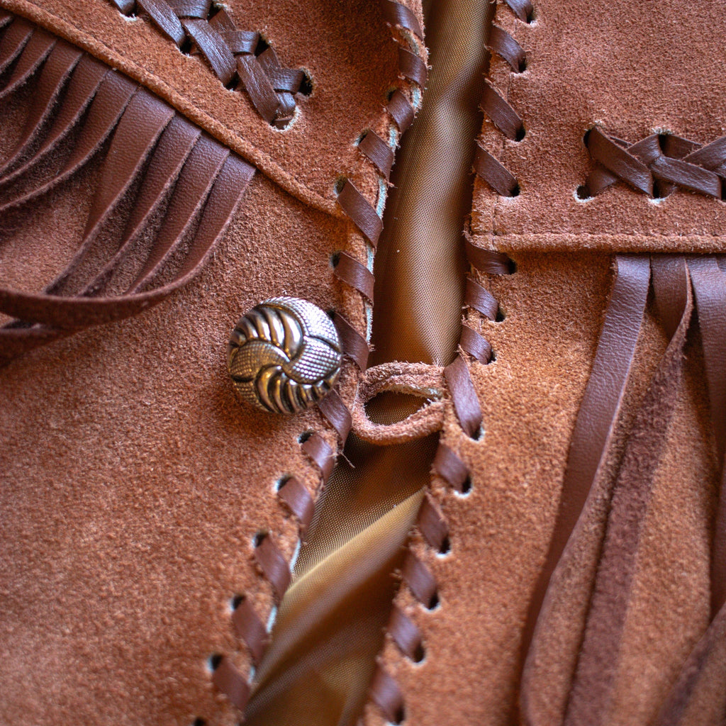 Vintage Genuine Leather Western Traditional Fringed Leather Jacket Size Medium