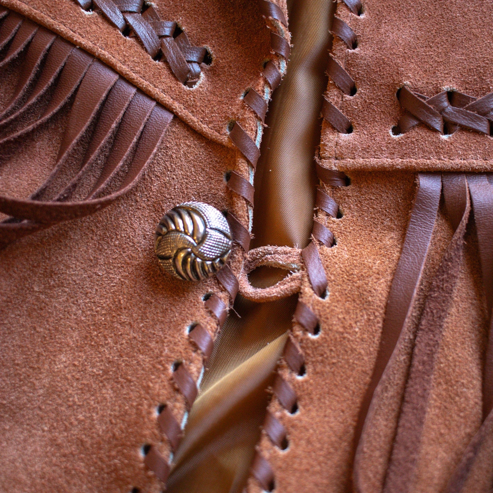 Vintage Genuine Leather Western Traditional Fringed Leather Jacket Size Medium