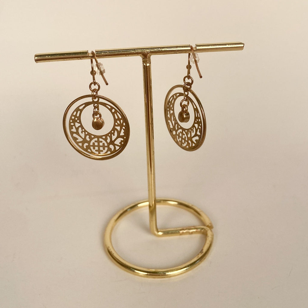 Whimsygoth Gold & Red Dangly Earrings