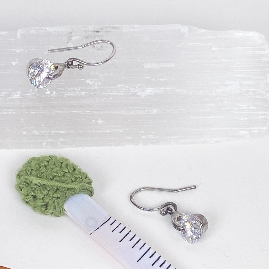 Sterling Silver 'Diamond' Drop Earrings