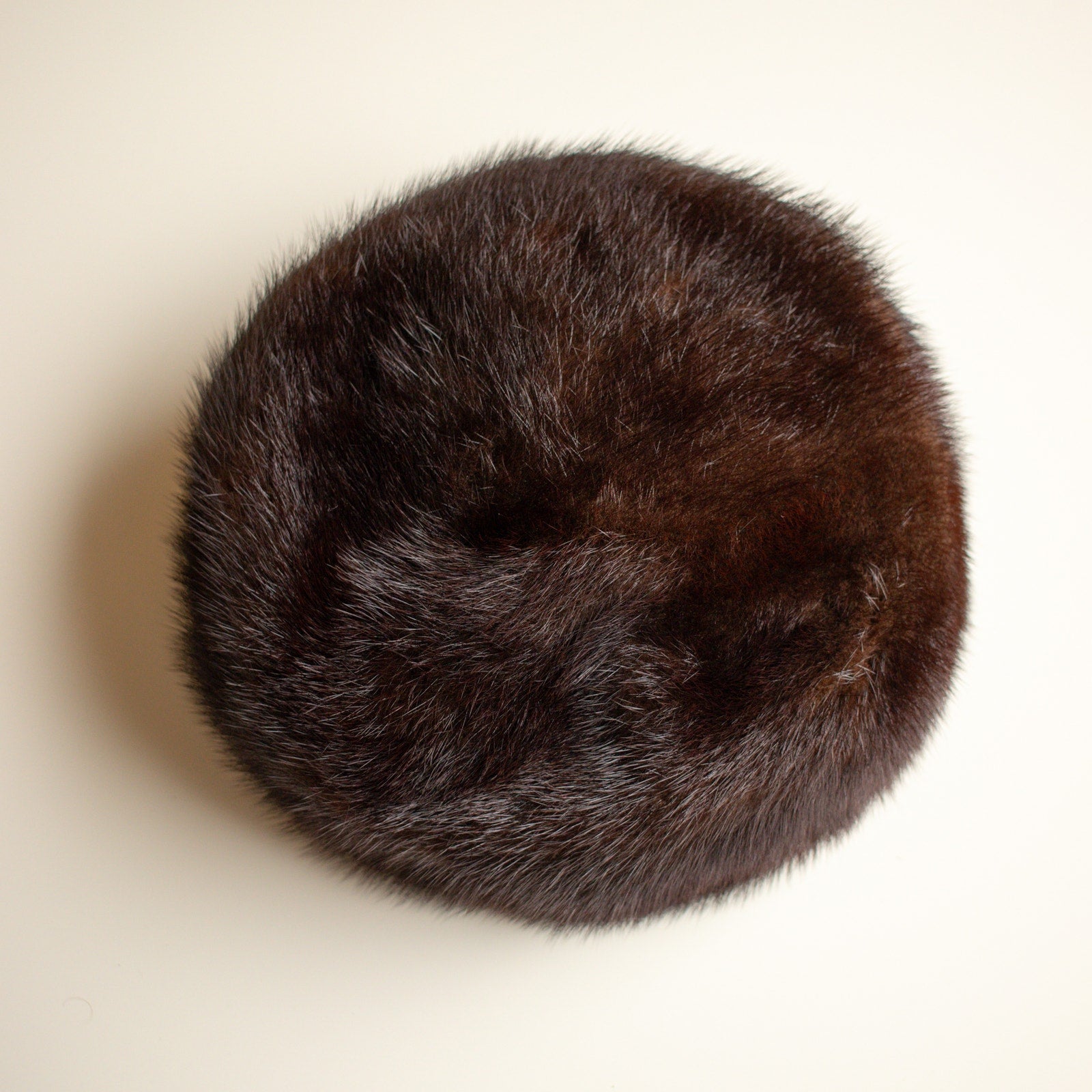 Vintage Dark Brown Fur Pillbox Hat | Mr. Mark New York hat in Marshall Fields Box