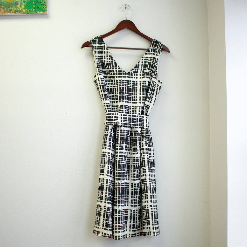 Talbots Plaid Asymmetric Sleeveless Wrap Waist Cocktail Dress Size 6P