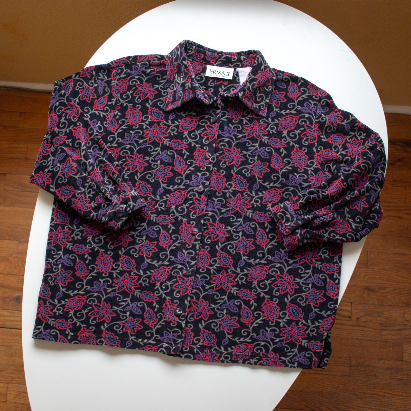 Vintage 90s Red and Purple Fleece Button Up Size XL