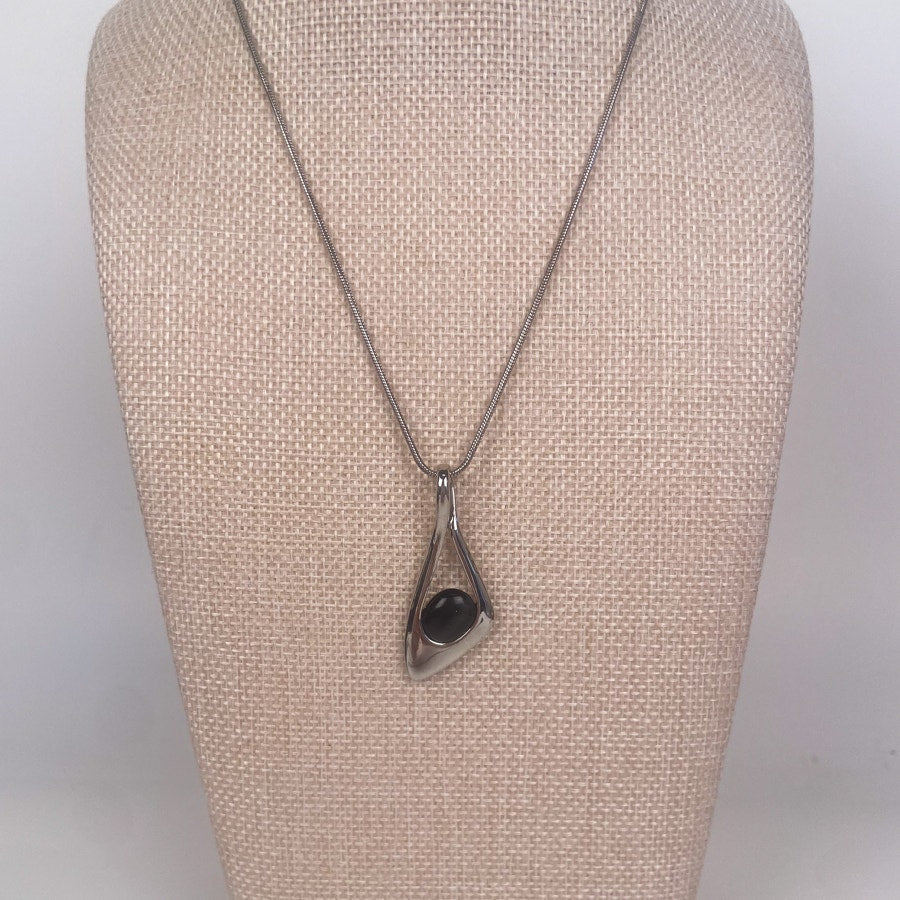 Lia Sophia Black and Silver Pendant Necklace