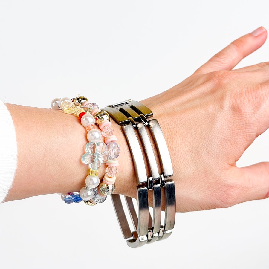 Men's Stainless Silver Link Bracelet Cuff