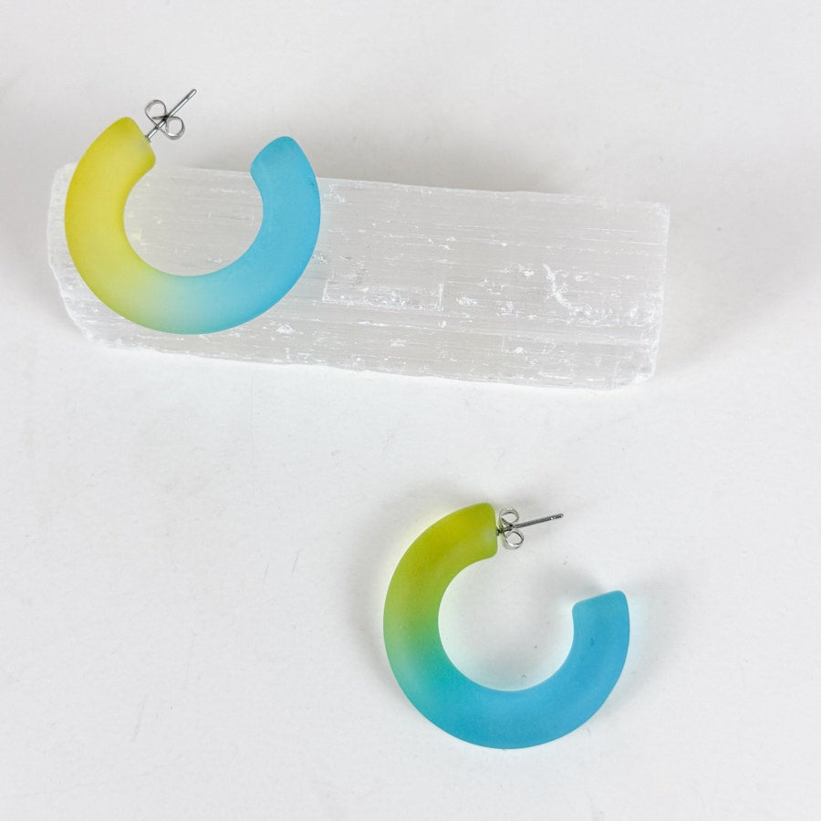 Chunky Matte Ombre Hoops Lime Green & Turquoise