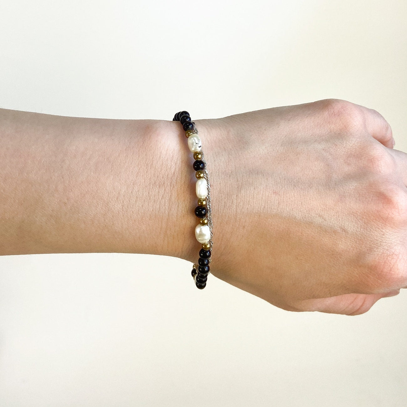 1970s/1980s Black and White Beaded Bracelet
