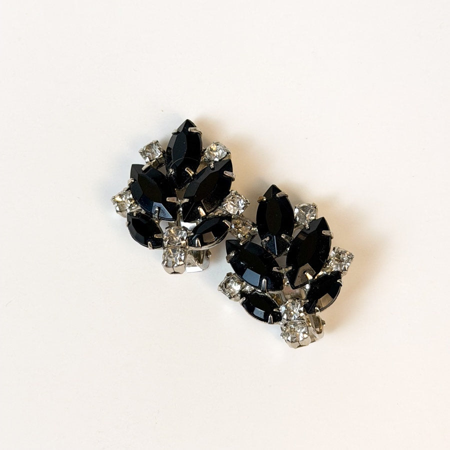 Black and Silver Clip-On Earrings