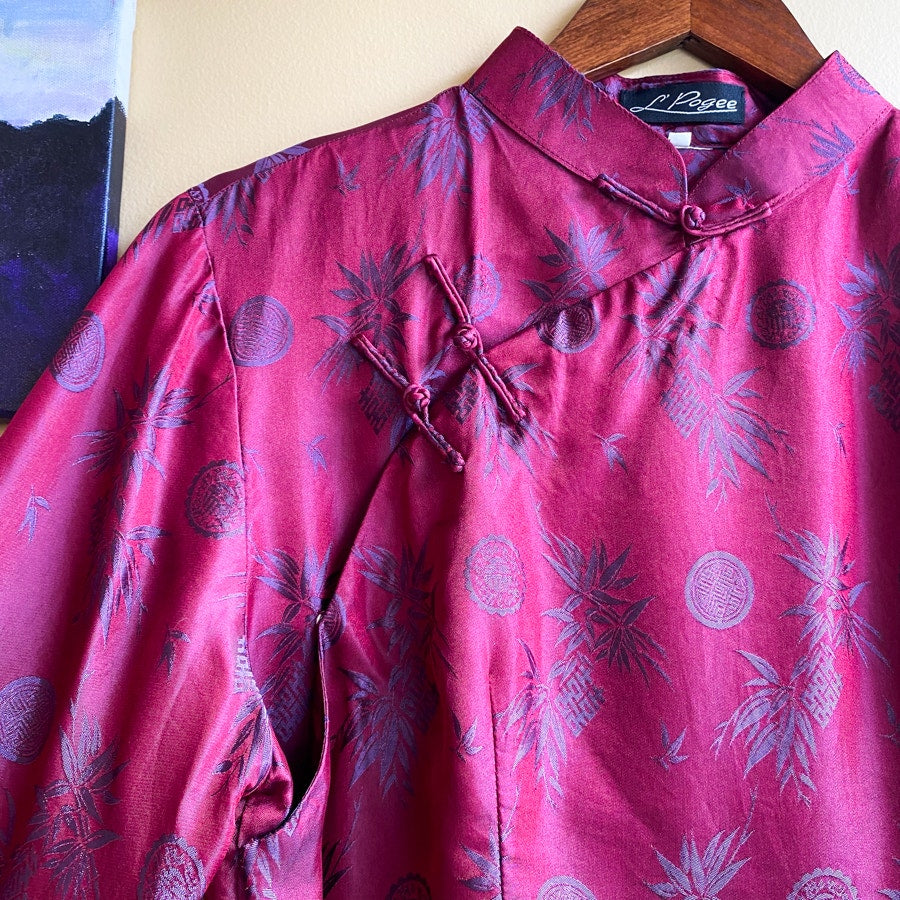 Cheong-Sam Top Red & Purple Size XL