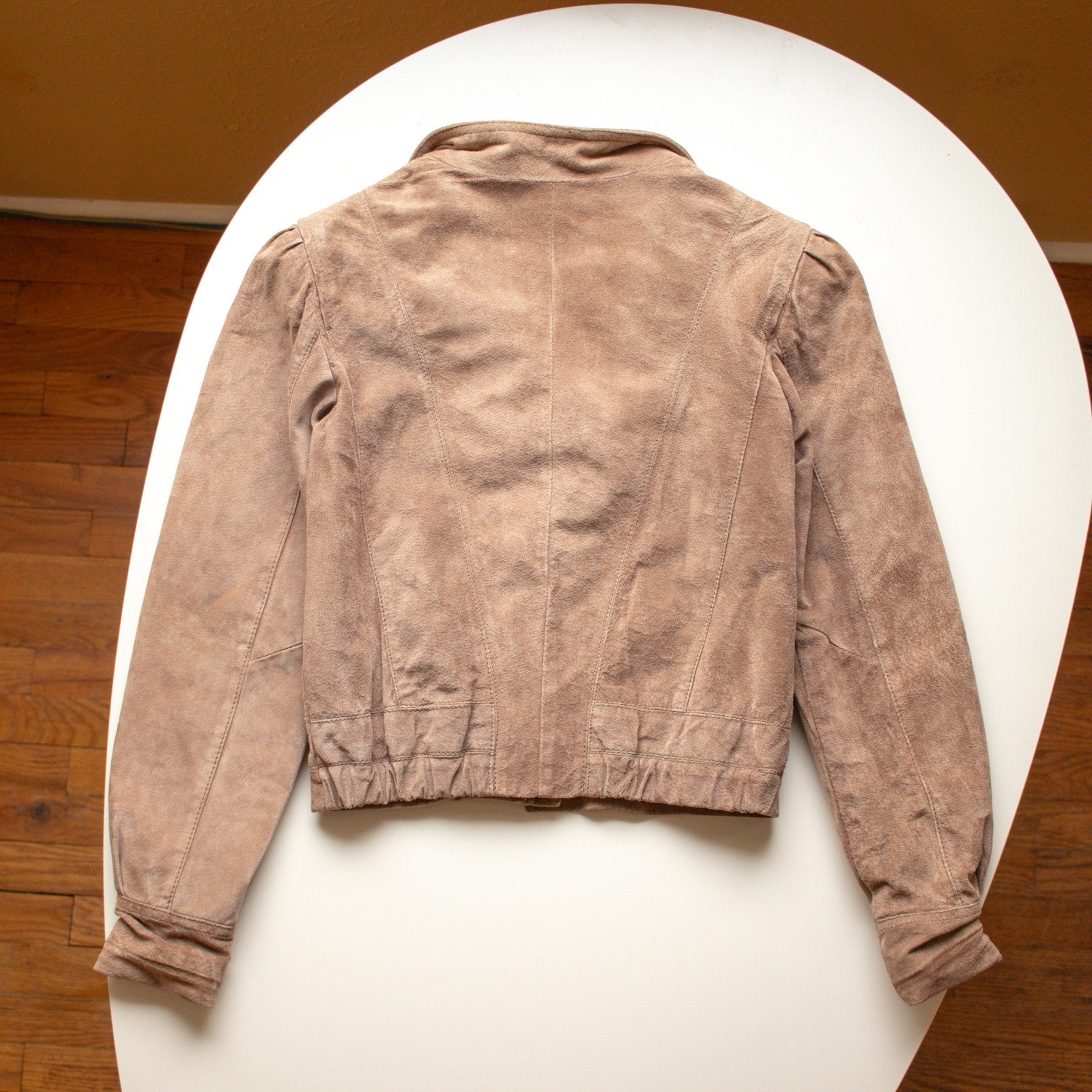Vintage Suede Bomber Jacket Cropped Length Size XS