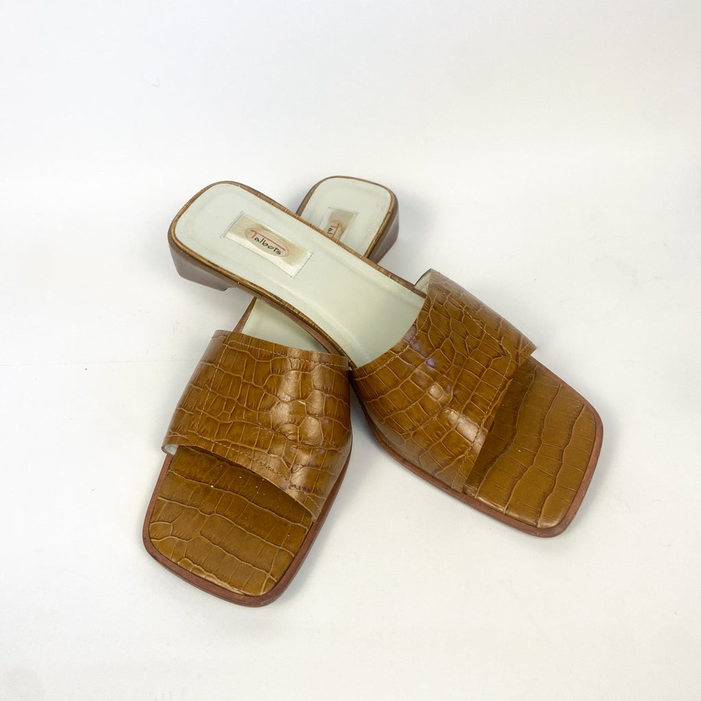 Talbots Brown Leather Block Heel Sandal Size 8