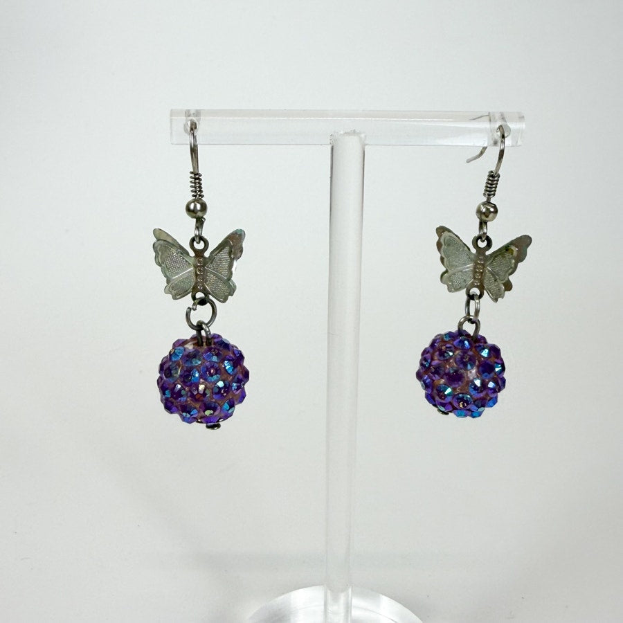 Y2K Butterfly Dangly Earrings Purple