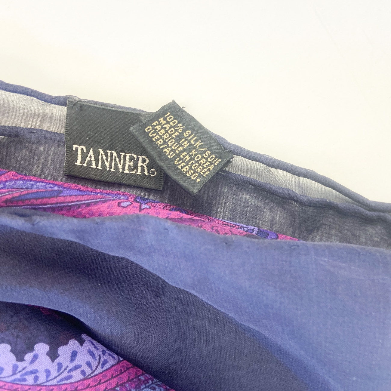 100% Silk Purple and Navy Scarf Rectangle Long