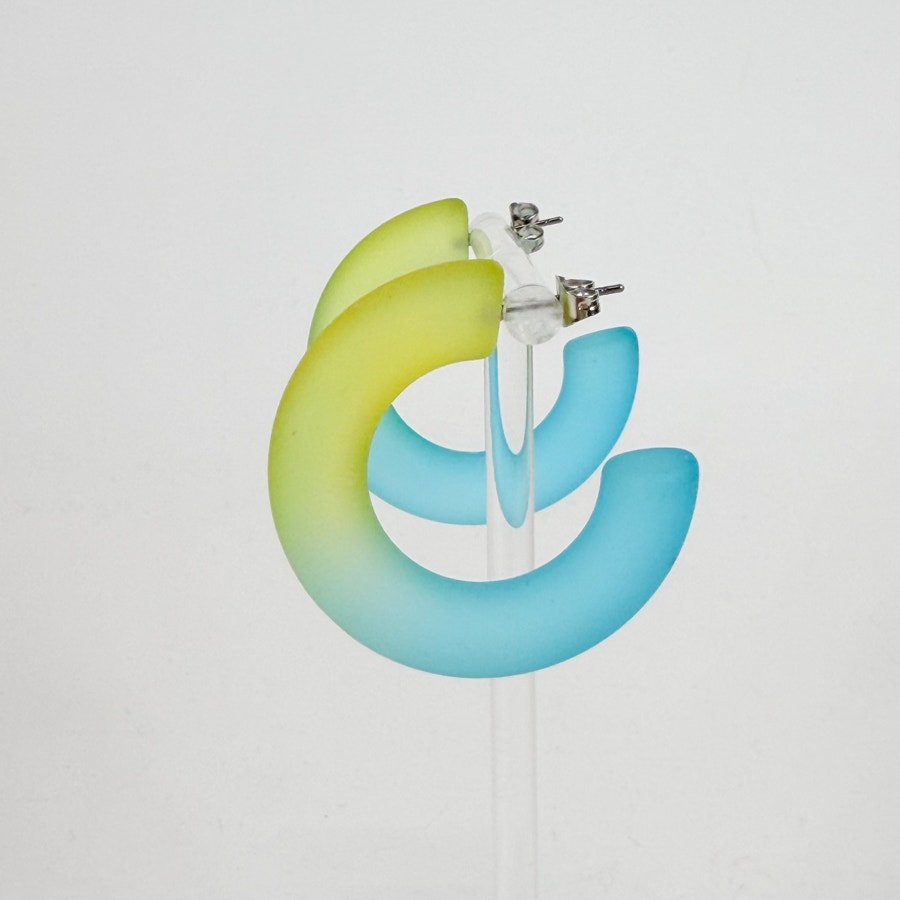 Chunky Matte Ombre Hoops Lime Green & Turquoise