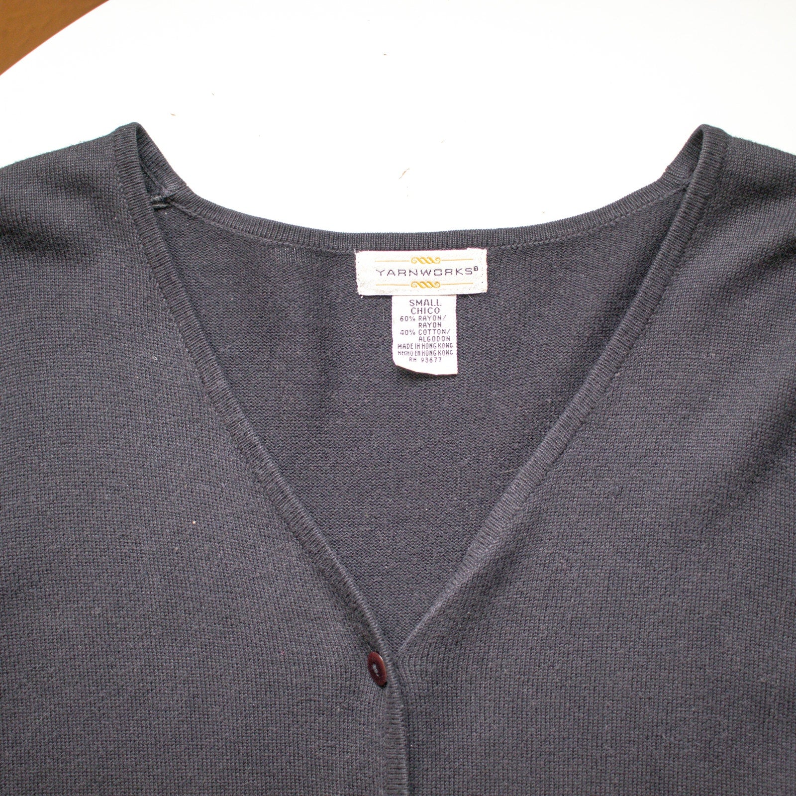 Black Beaded V-Neck Cotton-blend Cardigan Size Small