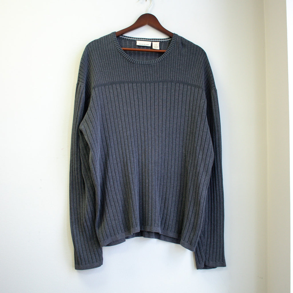 Vintage DKNY Jeans Charcoal Gray Ribbed Loose-Fit Sweater Size XXL