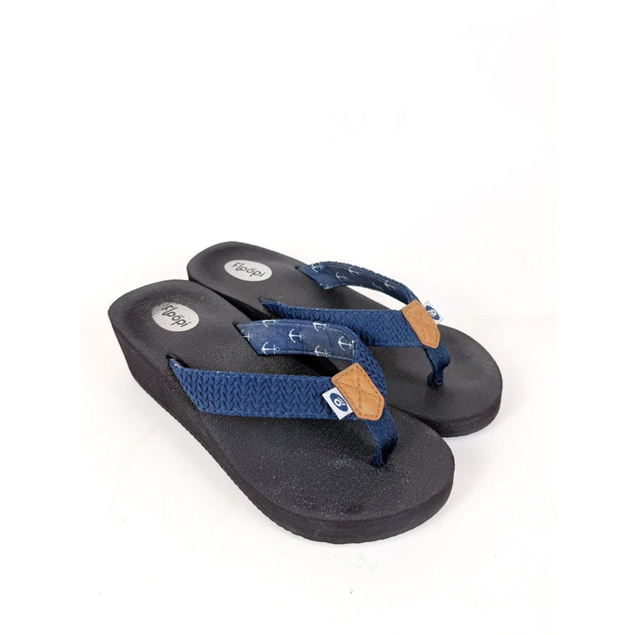 Navy Blue Floopi Wedge Flip Flops Size 5