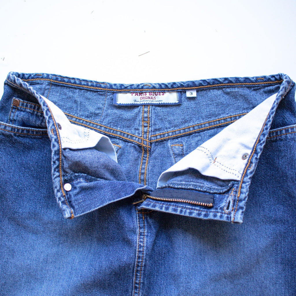 Vintage Knee Length Denim Skirt Medium Wash