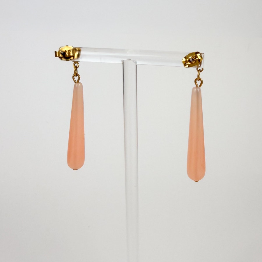 Pink Teardrop Shaped Dangly Earrings