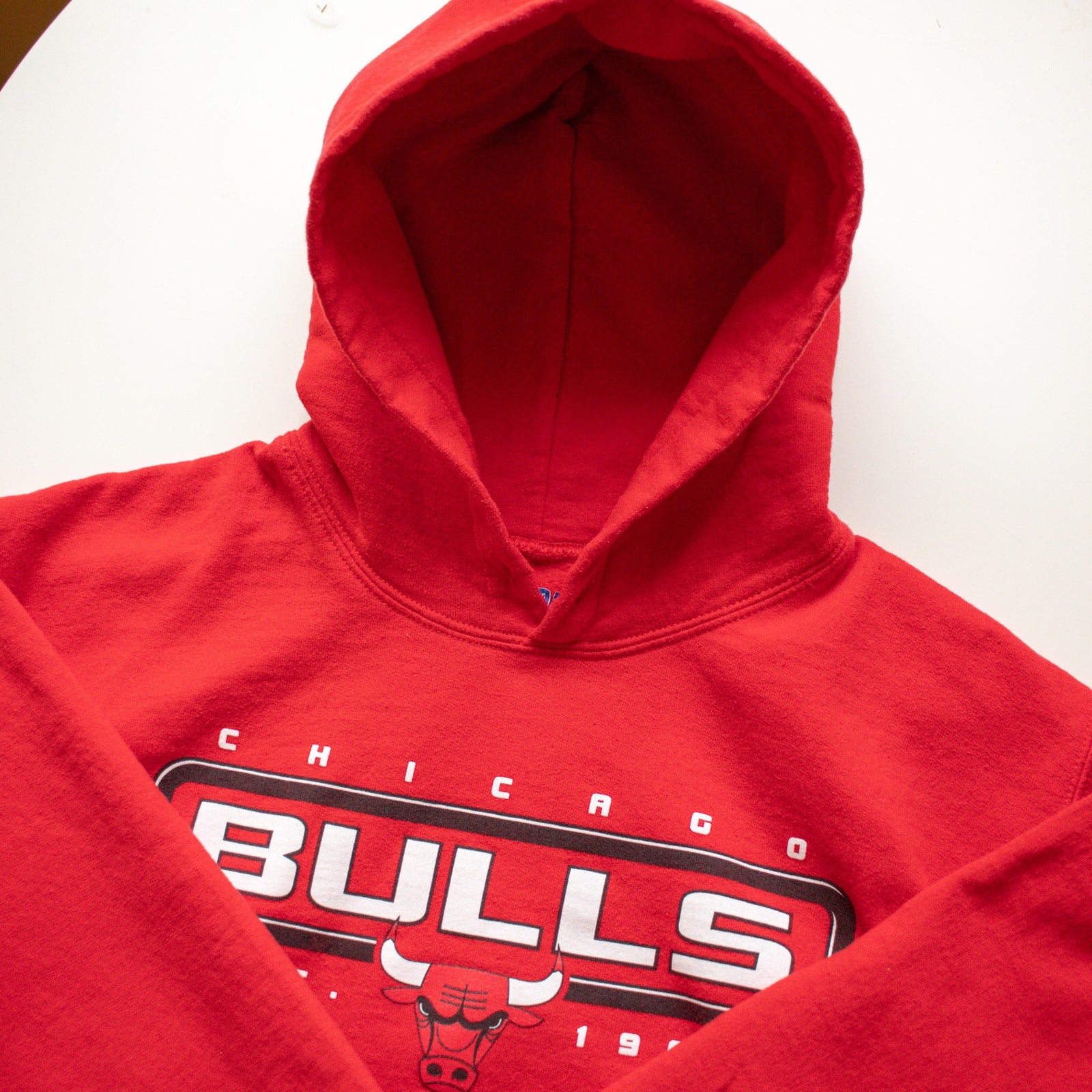 Red Chicago Bulls Vinyl Hoodie Size Small