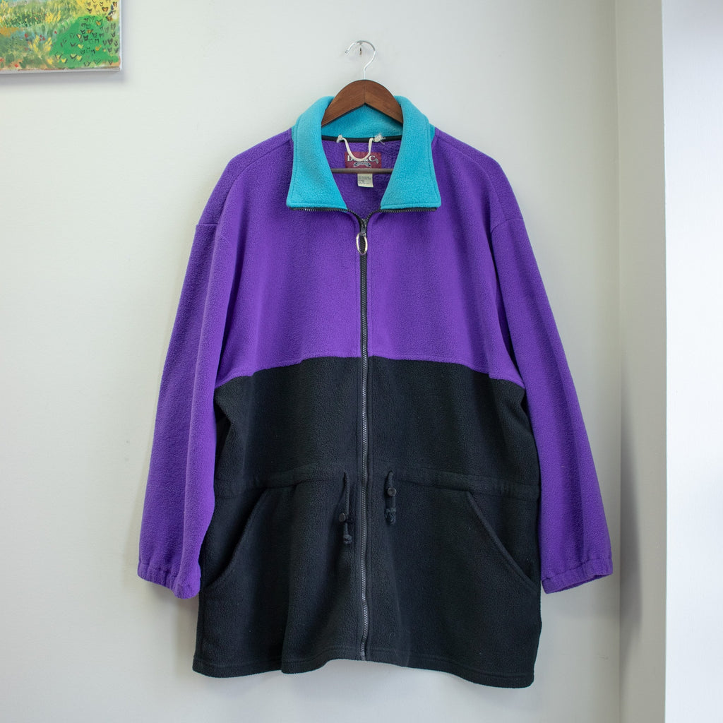 Denim & Co. 90s Color Block Fleece Zip-up Size 1X