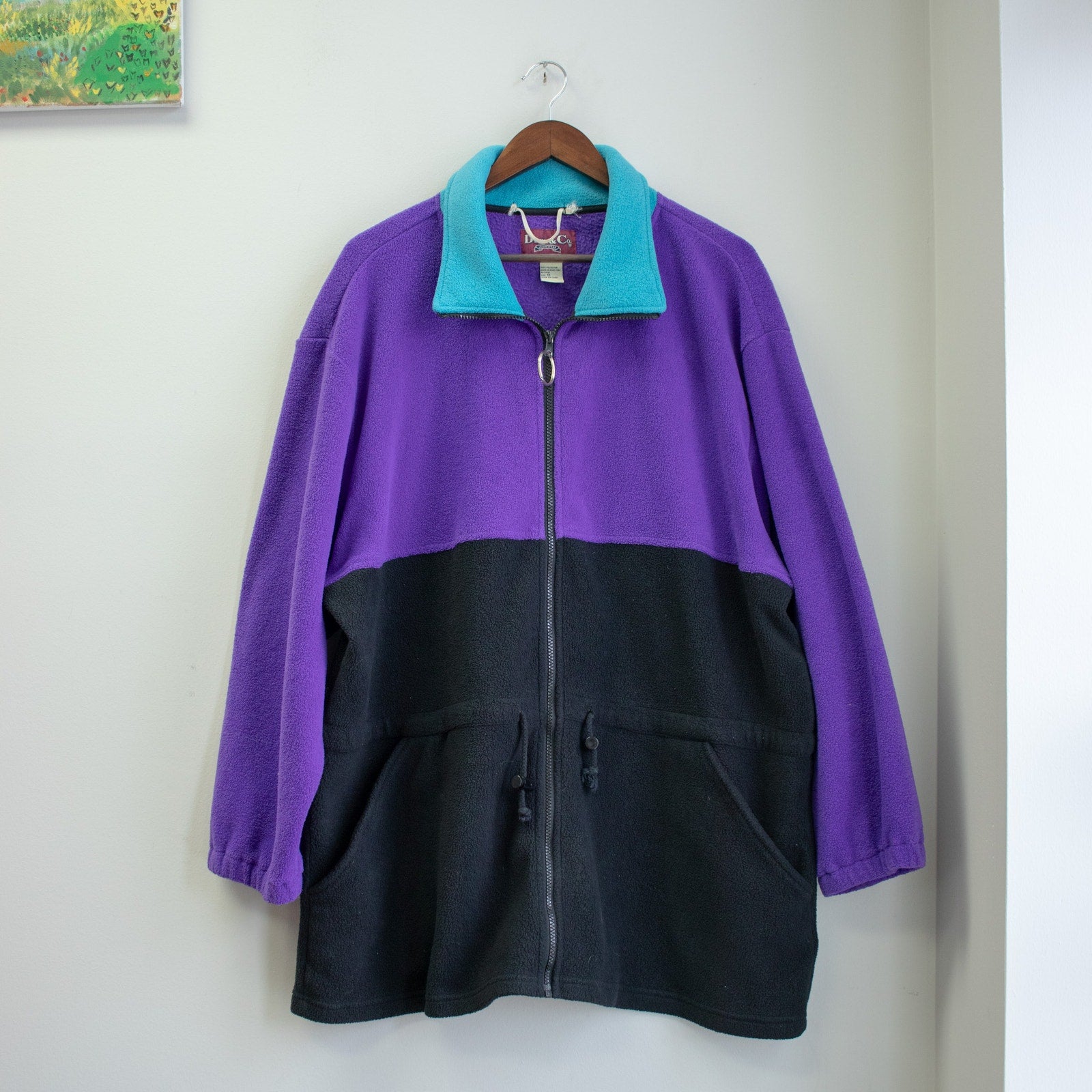 Denim & Co. 90s Color Block Fleece Zip-up Size 1X