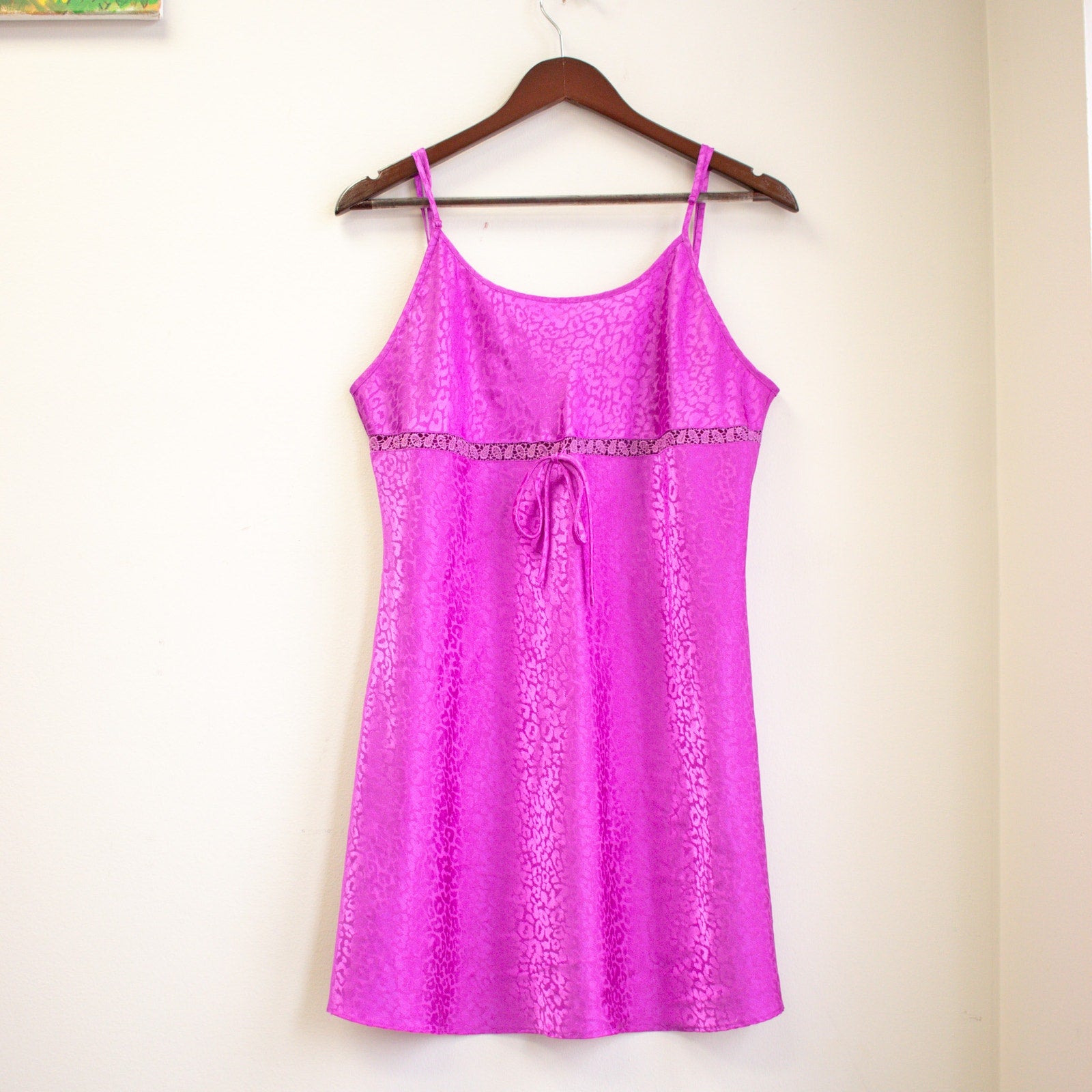 Delicate Treasures Intimates Magenta Animal Print Slip Nighty Size Large