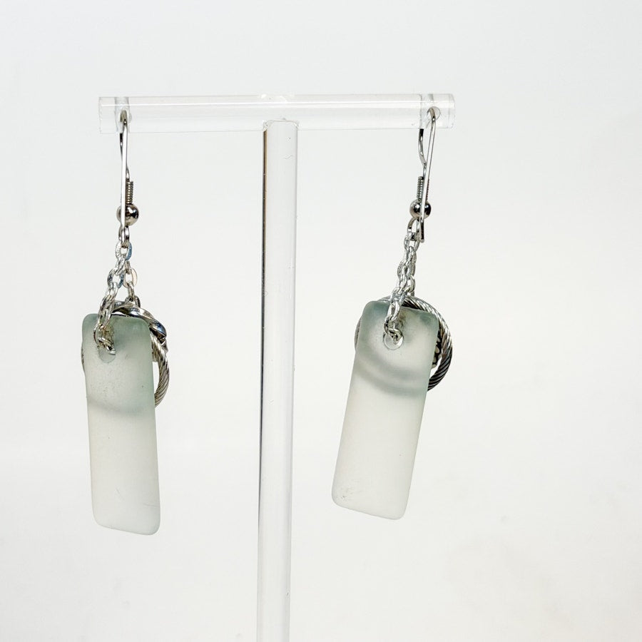 Boho Seaglass Layered Earrings Silvery