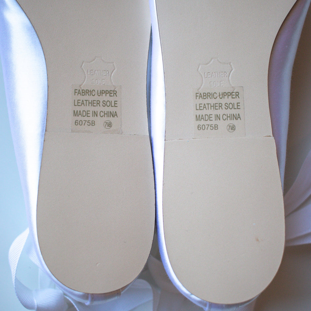 Special Occasions by Saugus Shoe Satin White Ballet Shoes Size 8W