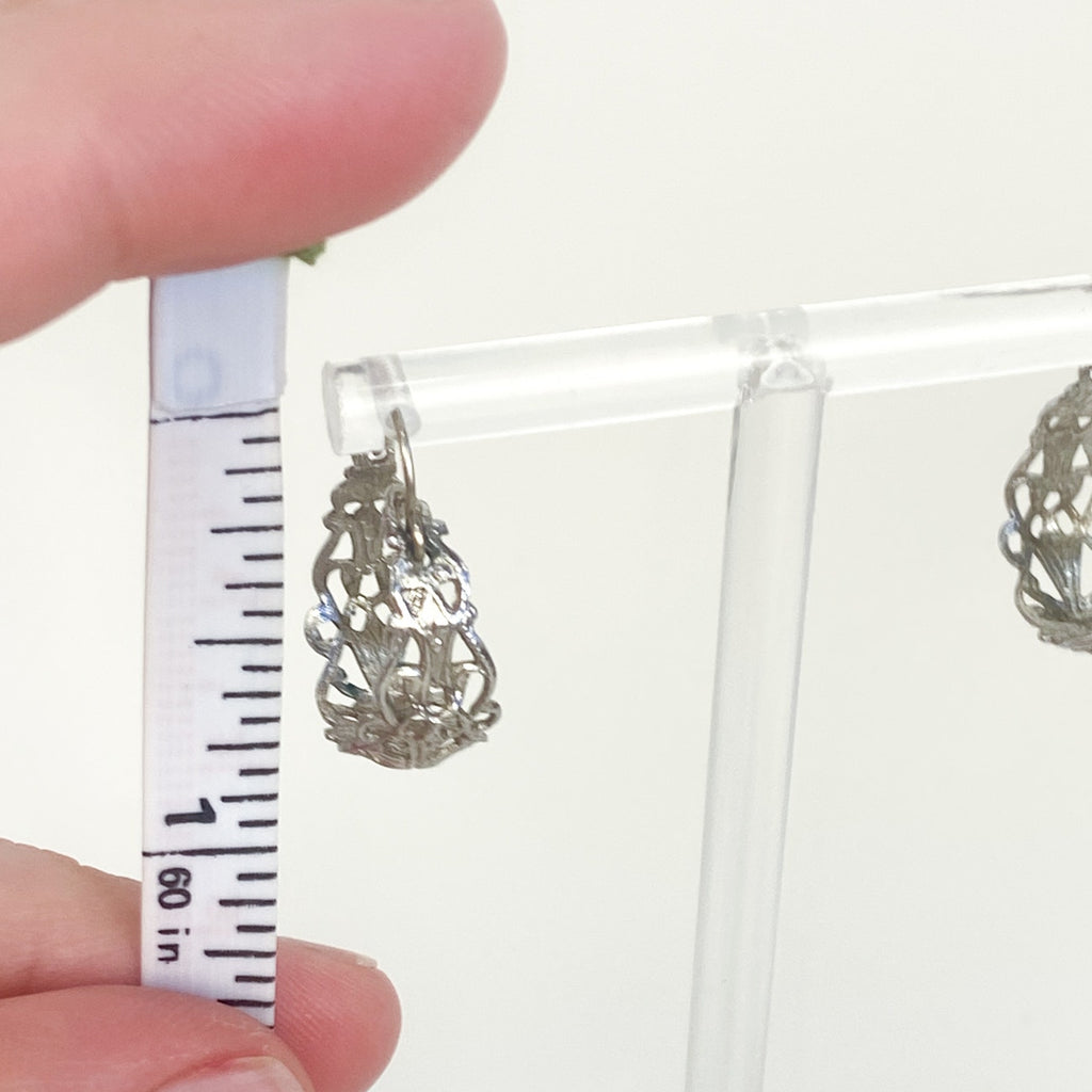 Silver Filigree Lace Hoop Earrings Vintage