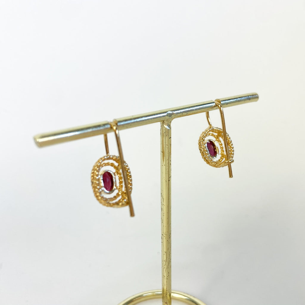 Tuscan Mom Aesthetic Garnet Earrings Victorian Bohemian Vintage Gold tone Estate Jewelry