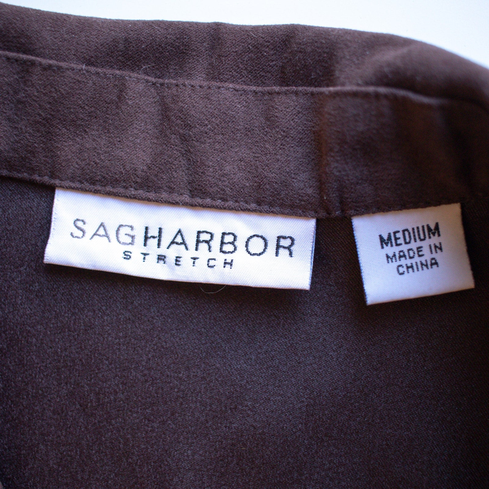 Sag Harbor Stretch Burgundy Suede Collared Blouse Size Medium