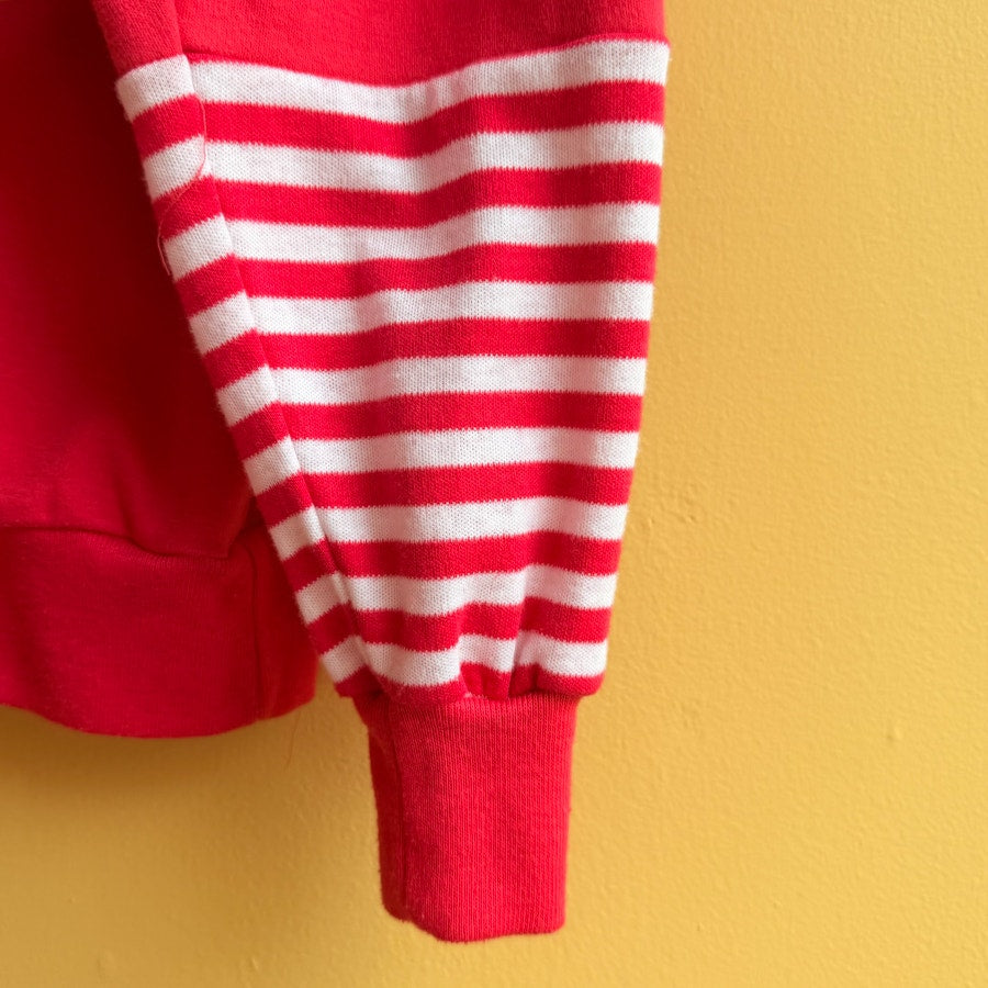 Made in USA Vintage Striped Colorblock Black and Red Pullover Sweatshirt