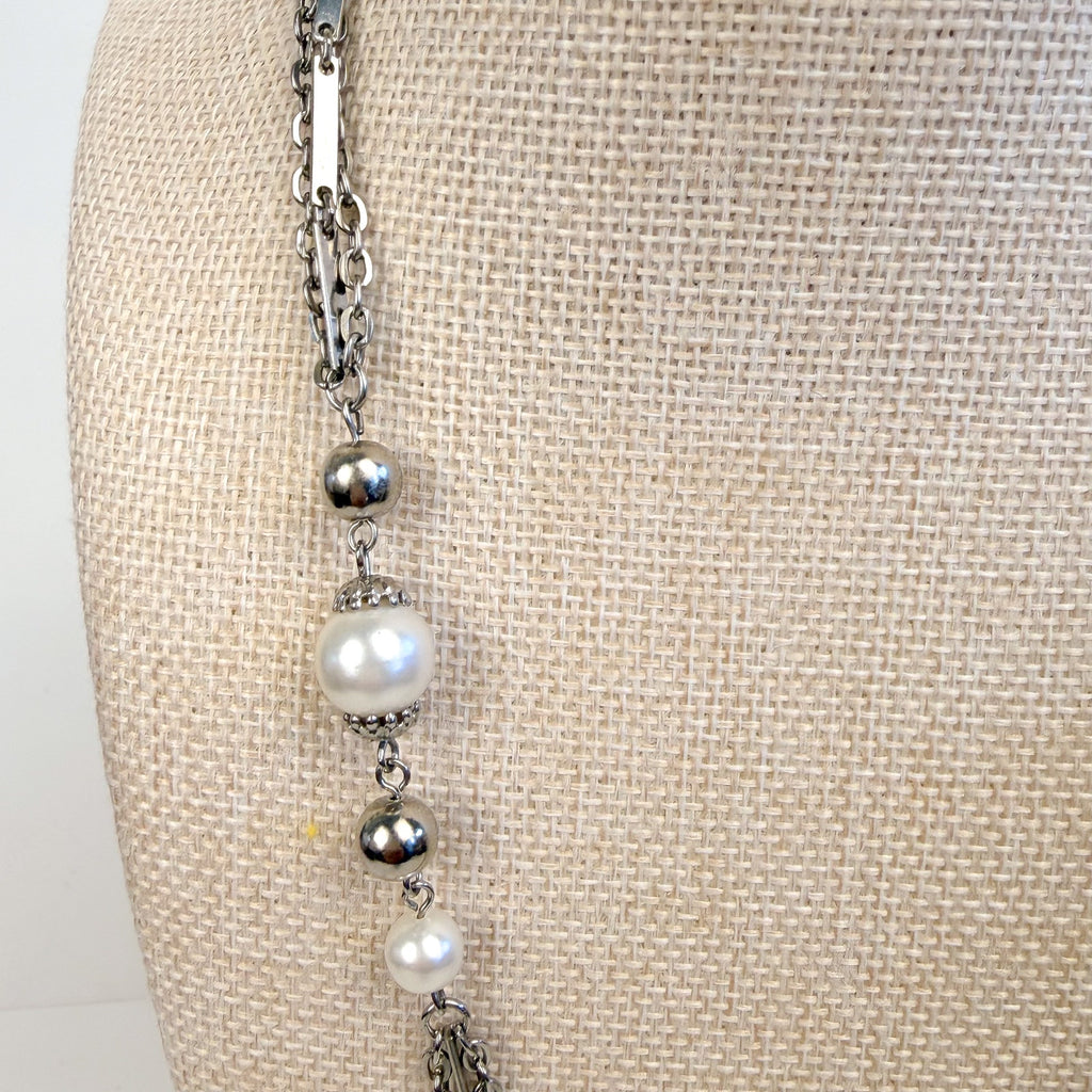 Silvery Multi-Strand Station Necklace