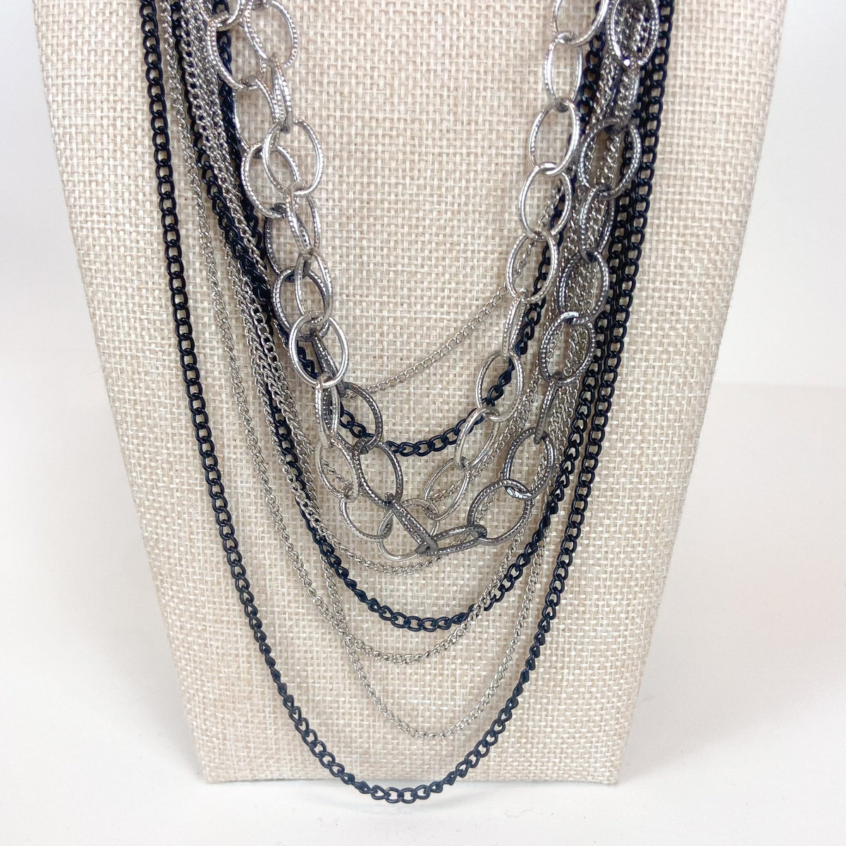 Indie Sleaze Multi-Strand Silver and Black New York and Company Necklace