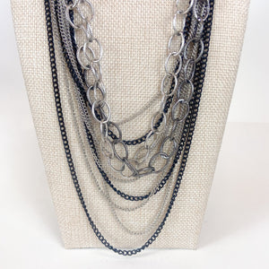 Indie Sleaze Multi-Strand Silver and Black New York and Company Necklace