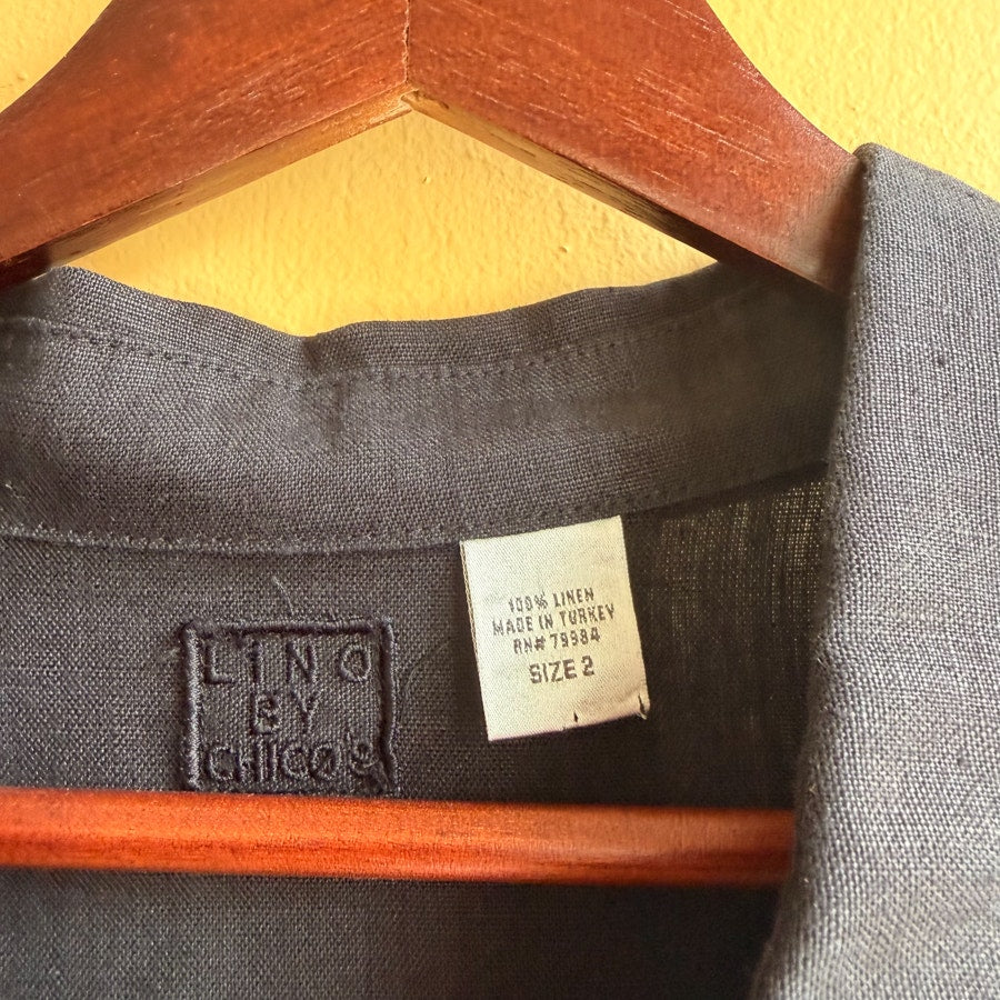 100% Linen Black Button Down
