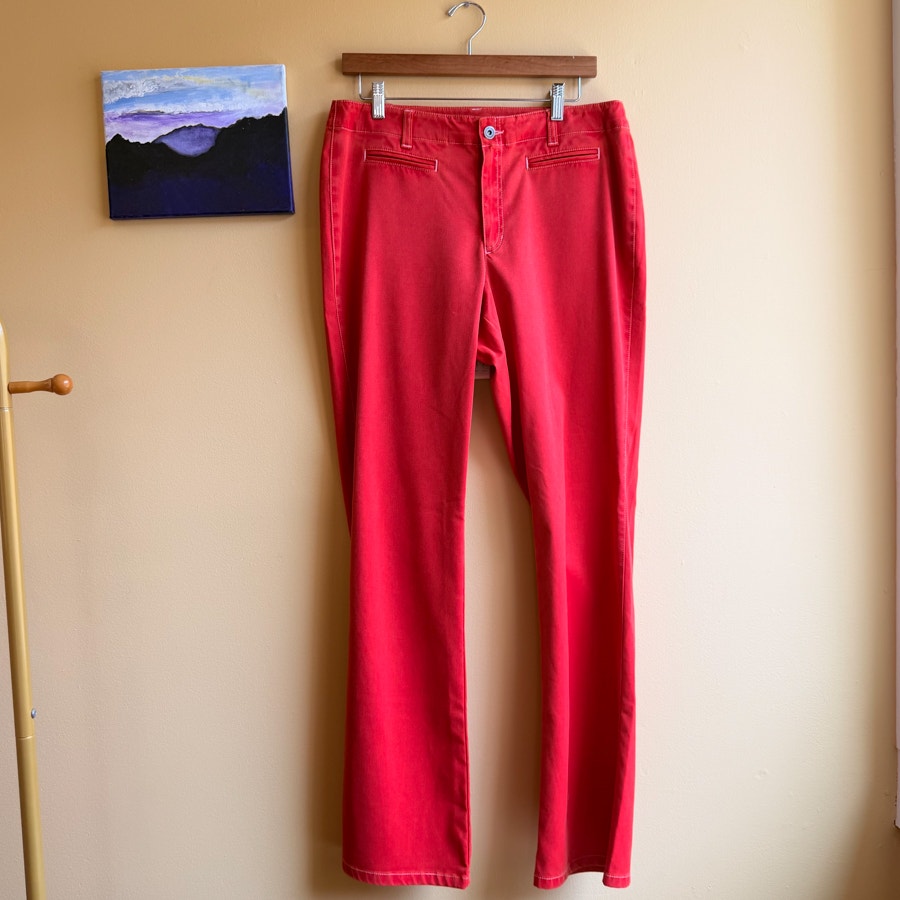 Liz Claiborne Stretch Straight Leg High Waisted Red Pants