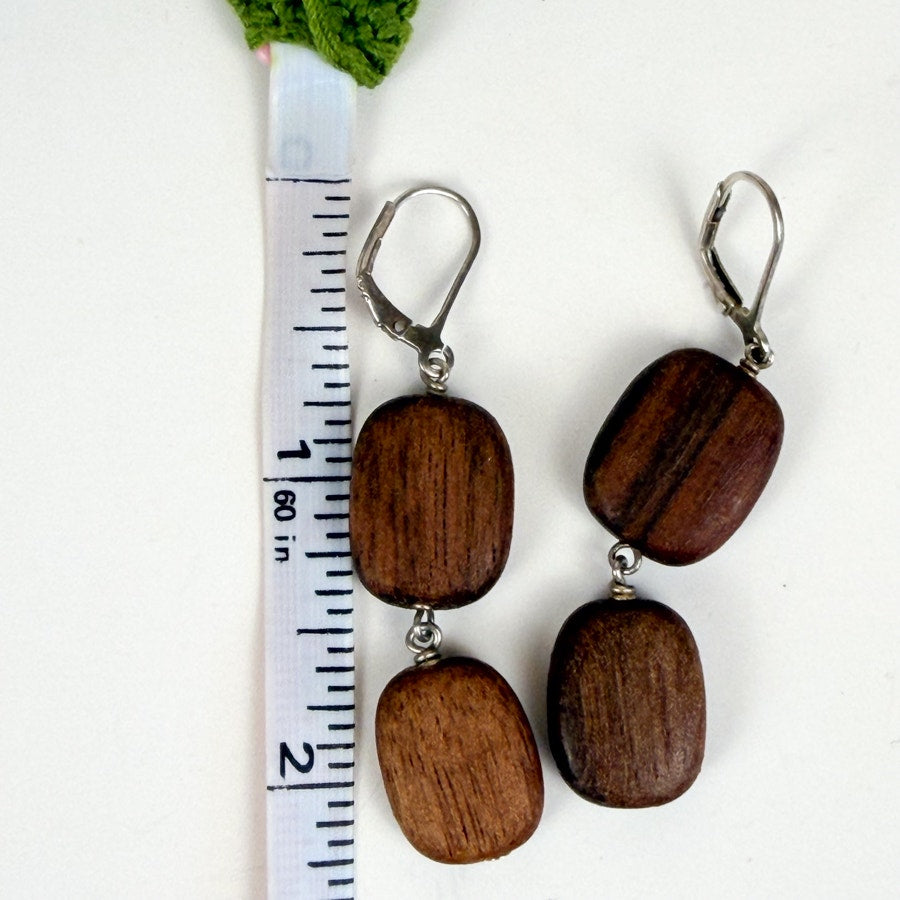 Wood Bead Earrings with Sterling Silver Earring Backs
