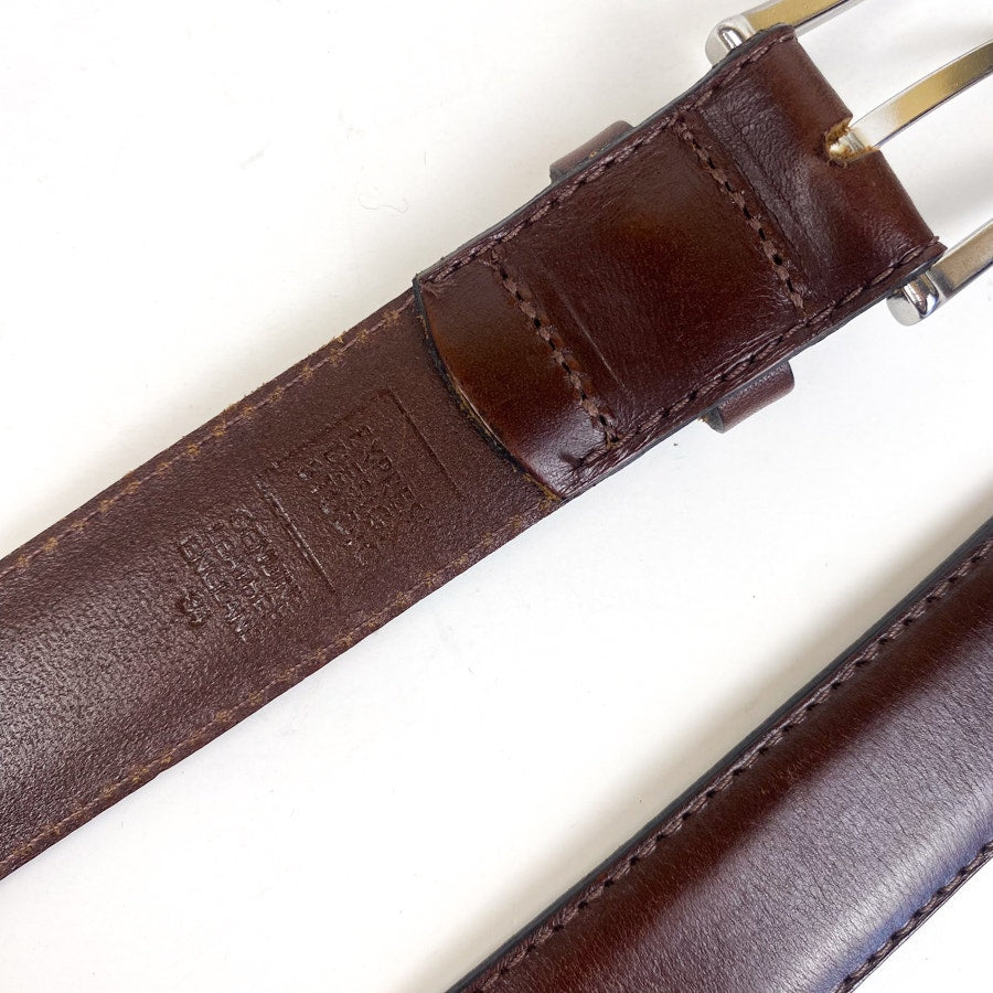Brown Belt Silver Buckle Genuine Leather Express Design Studio Size 34