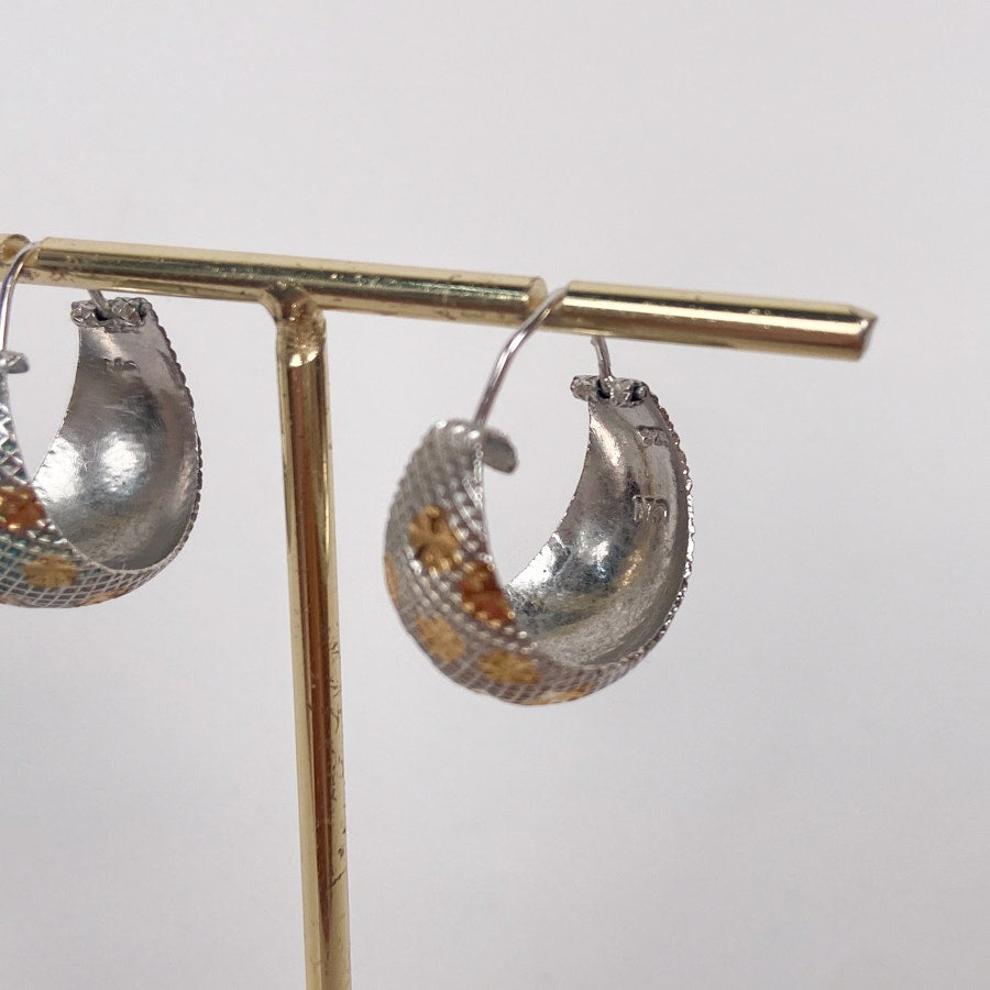 925 Sterling Silver and Gold Hoops Starry Sparkly