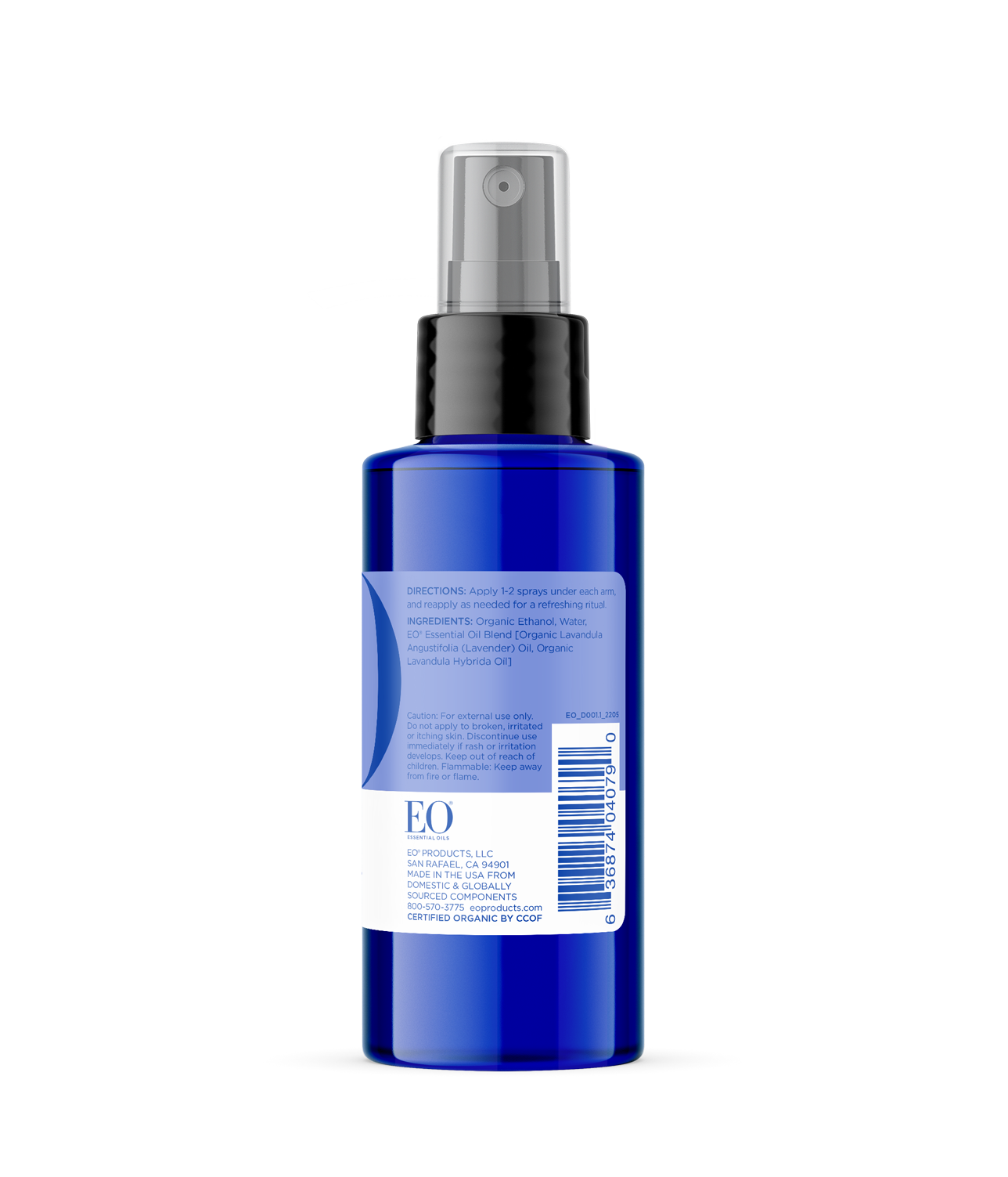 Certified Organic Deodorant Spray Lavender