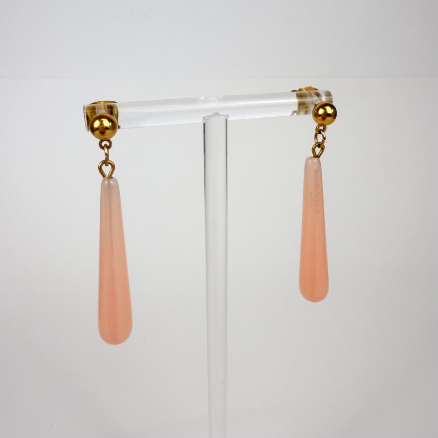 Pink Teardrop Shaped Dangly Earrings