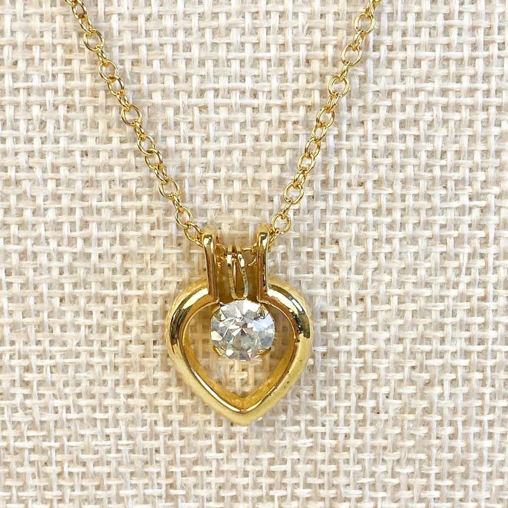 Tuscan Mom Aesthetic Gold Necklace Rhinestone Gold Tone Necklace