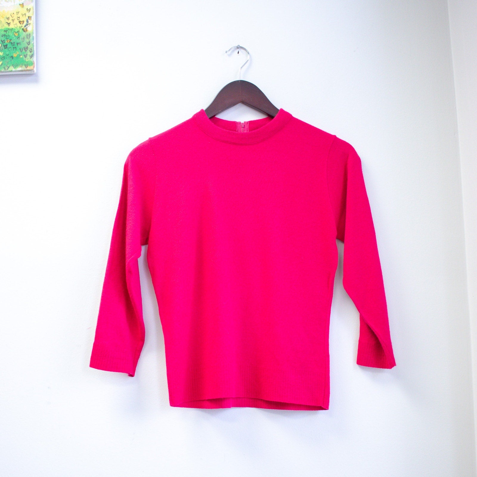 Vintage 80s Hot Pink Sweater Size XS