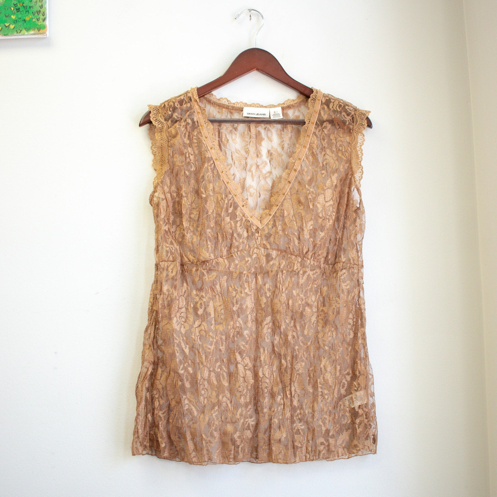 DKNY Jeans Lace Top Size Large