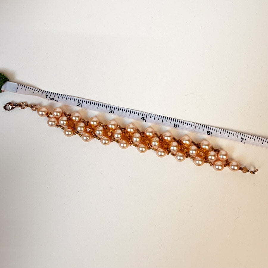 True Vintage Pearlescent Beaded Bracelet Woven