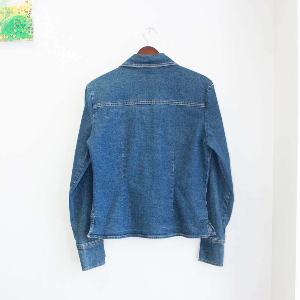 Denim Fitted Button Down Blouse Size Small