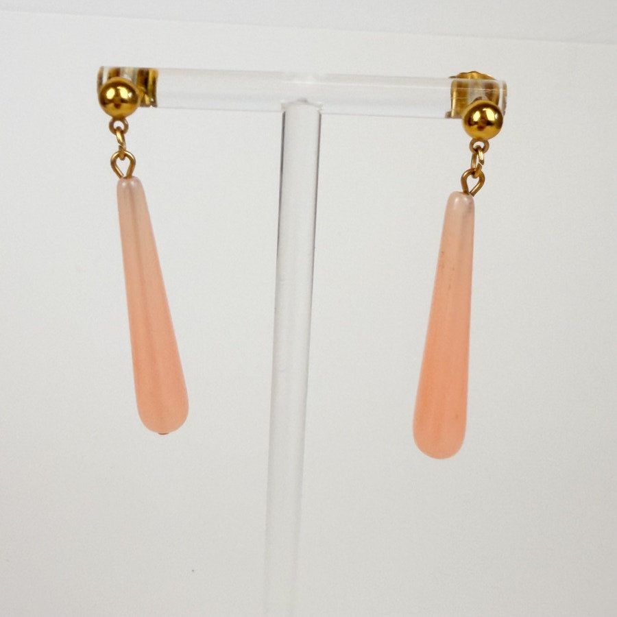 Pink Teardrop Shaped Dangly Earrings