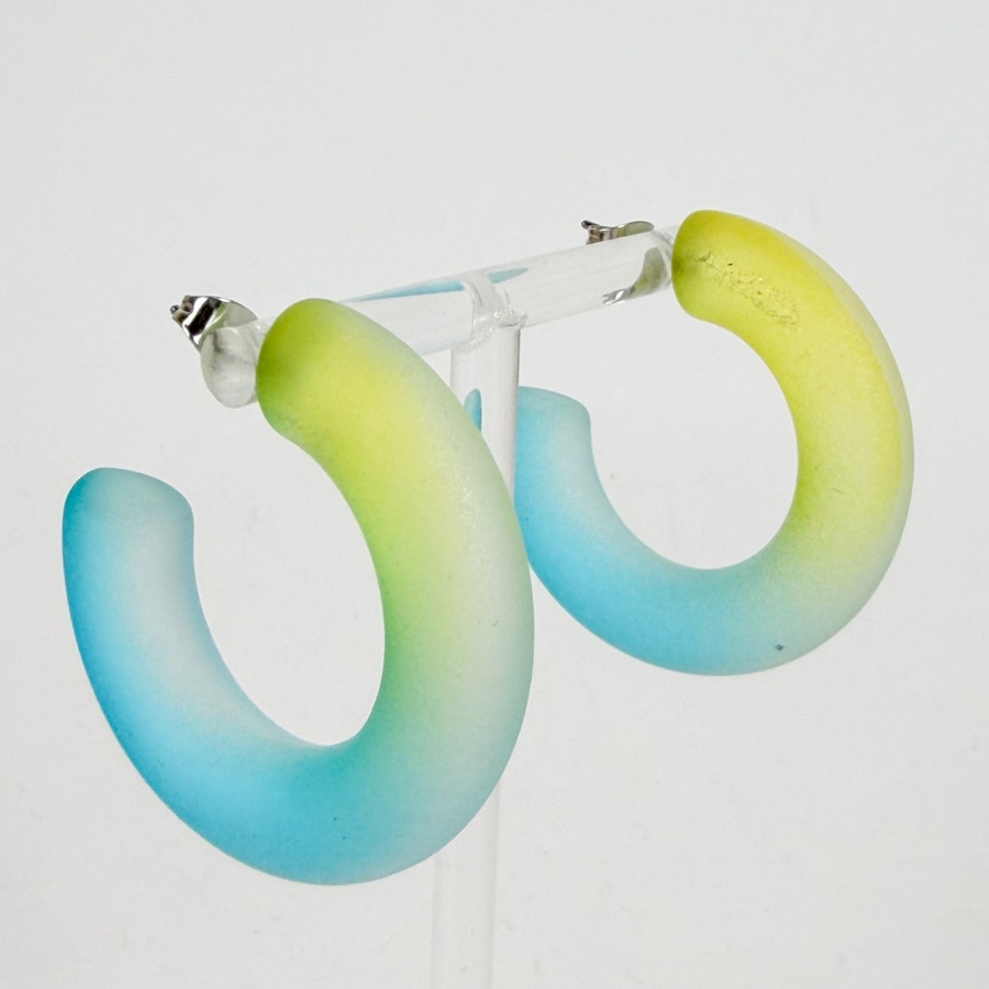 Chunky Matte Ombre Hoops Lime Green & Turquoise